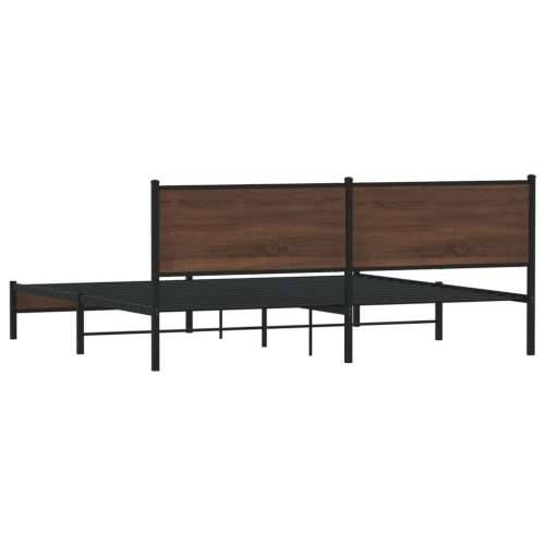 Metalni okvir kreveta bez madraca smeđa boja hrasta 193x203 cm - Smeđi hrast 193 x 203 cm s uzglavljem i niskim podnožjem Cijena