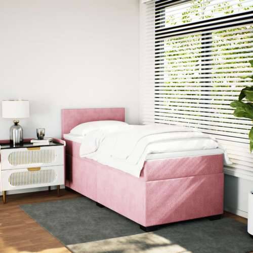 Box spring krevet s madracem ružičasti 80 x 200 cm baršunasti - Ružičasta 80 x 200 cm Gladak dizajn Cijena