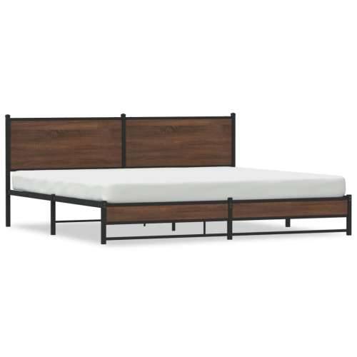 Metalni okvir kreveta bez madraca smeđa boja hrasta 193x203 cm - Smeđi hrast 193 x 203 cm s uzglavljem i dvostrukim niskim podno Cijena