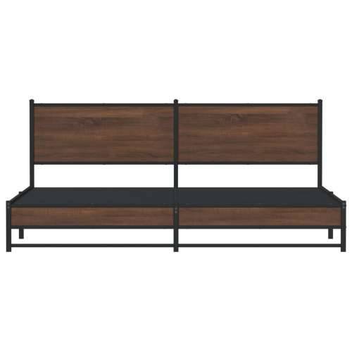 Metalni okvir kreveta bez madraca smeđa boja hrasta 193x203 cm - Smeđi hrast 193 x 203 cm s uzglavljem i dvostrukim niskim podno Cijena