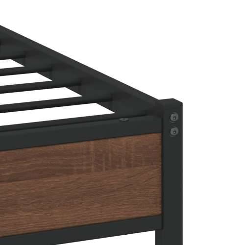 Metalni okvir kreveta bez madraca smeđa boja hrasta 193x203 cm - Smeđi hrast 193 x 203 cm s uzglavljem i dvostrukim niskim podno Cijena