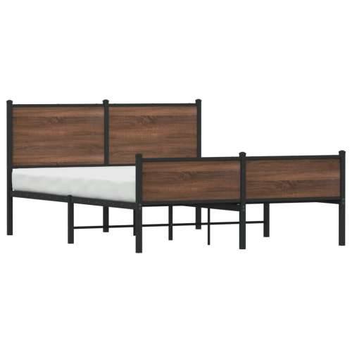 Metalni okvir kreveta bez madraca smeđa boja hrasta 150x200 cm Smeđi hrast 150 x 200 cm s uzglavljem i visokim podnožjem Cijena