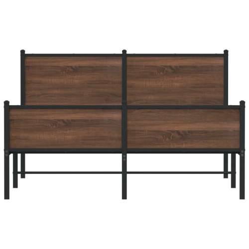 Metalni okvir kreveta bez madraca smeđa boja hrasta 150x200 cm Smeđi hrast 150 x 200 cm s uzglavljem i visokim podnožjem Cijena