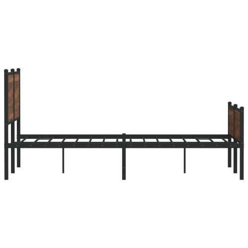 Metalni okvir kreveta bez madraca smeđa boja hrasta 150x200 cm Smeđi hrast 150 x 200 cm s uzglavljem i visokim podnožjem Cijena