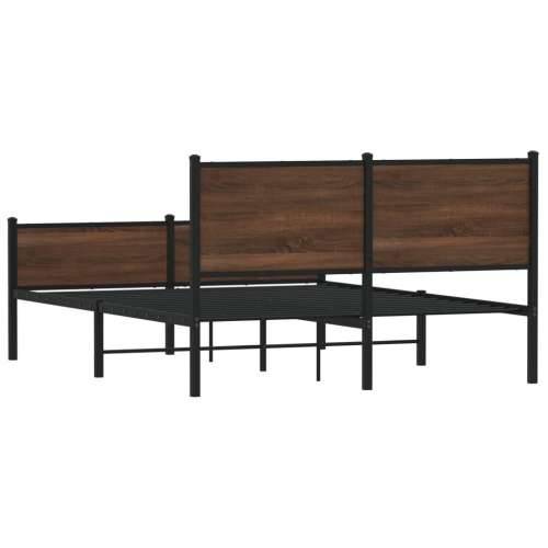 Metalni okvir kreveta bez madraca smeđa boja hrasta 150x200 cm Smeđi hrast 150 x 200 cm s uzglavljem i visokim podnožjem Cijena