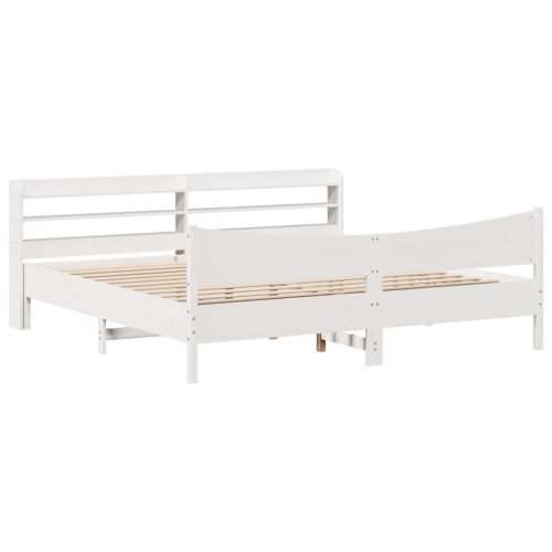 Okvir za krevet s uzglavljem bijeli 200x200 cm masivna borovina - Bijela 200 x 200 cm Cijena