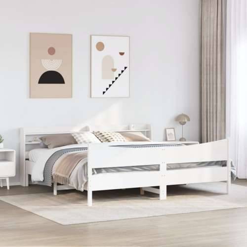 Okvir za krevet s uzglavljem bijeli 200x200 cm masivna borovina - Bijela 200 x 200 cm Cijena