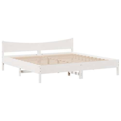 Okvir za krevet s uzglavljem bijeli 200x200 cm masivna borovina - Bijela 200 x 200 cm Cijena