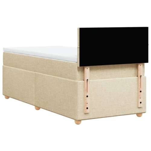 Krevet s oprugama i madracem krem 90 x 190 cm od tkanine - Krema 90 x 190 cm Blok s kvadratima Cijena
