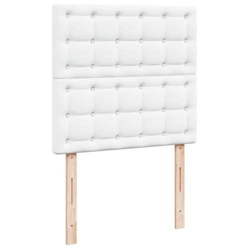 Krevet s oprugama i madracem bijeli 90 x 200 cm od umjetne kože - Bijela 90 x 200 cm gumbi Cijena