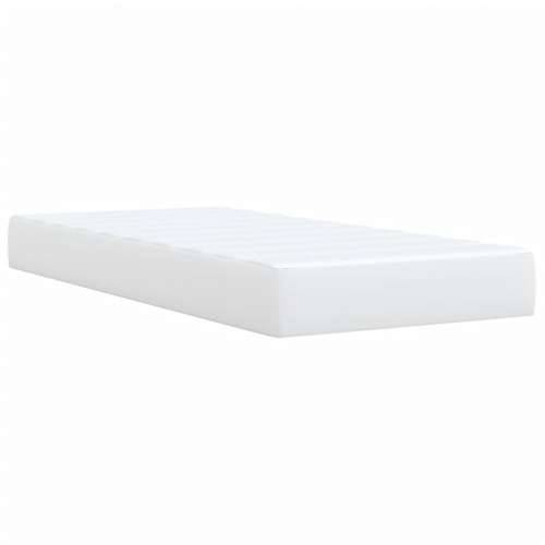 Krevet s oprugama i madracem bijeli 90 x 200 cm od umjetne kože - Bijela 90 x 200 cm gumbi Cijena