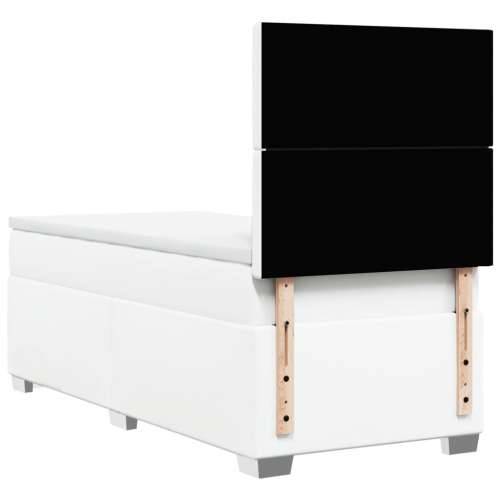 Krevet s oprugama i madracem bijeli 90 x 200 cm od umjetne kože - Bijela 90 x 200 cm gumbi Cijena