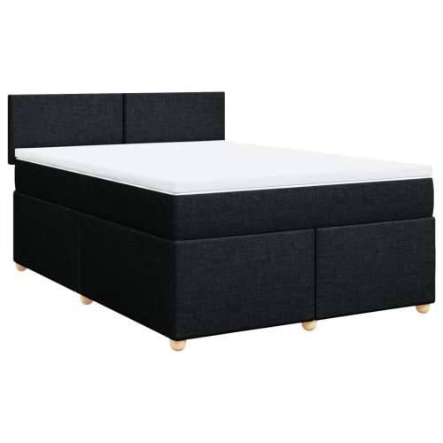 Krevet s oprugama i madracem crni 140 x 190 cm od tkanine - Crna 140 x 190 cm Gladak dizajn Cijena
