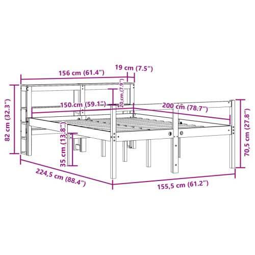 Krevet za starije s uzglavljem bijeli 150 x 200 cm borovina - Bijela 150 x 200 cm Cijena