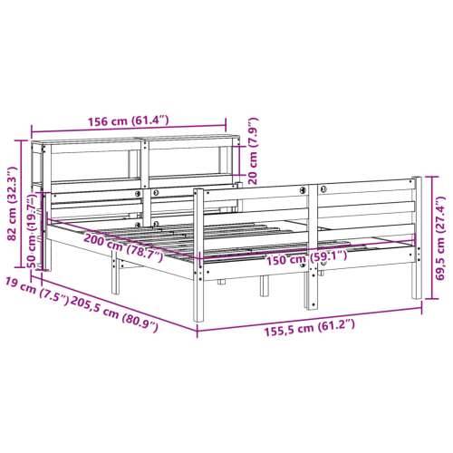 Okvir za krevet s uzglavljem 150 x 200 cm borovina - Prirodna 150 x 200 cm Cijena