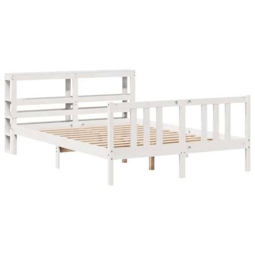 Okvir za krevet s uzglavljem bijeli 150 x 200 cm borovina - Bijela 150 x 200 cm Cijena