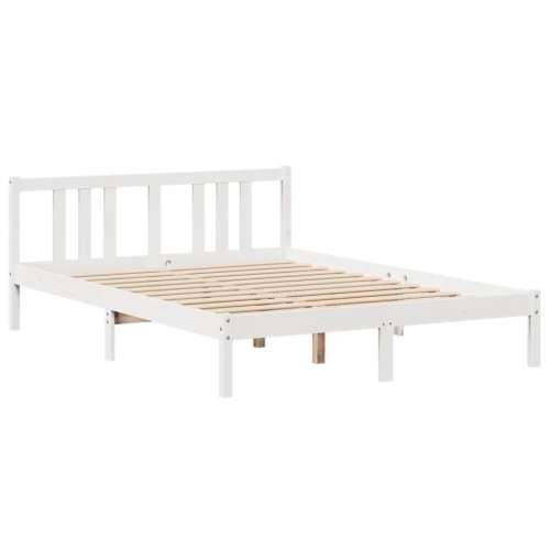 Okvir za krevet s uzglavljem bijeli 150 x 200 cm borovina - Bijela 150 x 200 cm Cijena