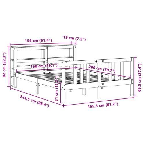 Okvir za krevet s uzglavljem bijeli 150 x 200 cm borovina - Bijela 150 x 200 cm Cijena