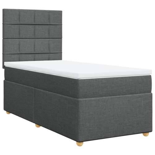 Krevet s oprugama i madracem tamnosivi 90x200 cm od tkanine - Tamno siva 90 x 200 cm Blok s kvadratima Cijena