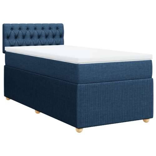 Krevet s oprugama i madracem plavi 90 x 190 cm od tkanine - Plava 90 x 190 cm Dizajn s gumbima Cijena