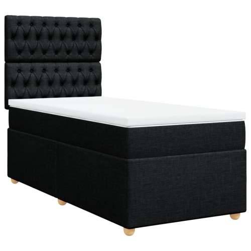 Krevet s oprugama i madracem crni 90x200 cm od tkanine Crna 90 x 200 cm Dizajn s gumbima Cijena