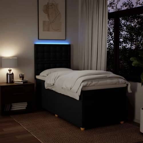 Krevet s oprugama i madracem crni 90x200 cm od tkanine - Crna 90 x 200 cm gumbi Cijena