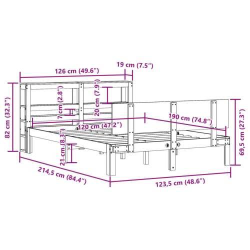 Okvir kreveta s uzglavljem 120x190 cm od borovine - Prirodna 120 x 190 cm Cijena
