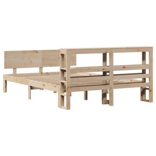 Okvir za krevet s uzglavljem 150 x 200 cm borovina - Prirodna 150 x 200 cm Cijena