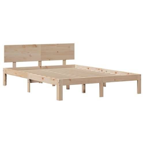 Okvir za krevet s uzglavljem 150 x 200 cm borovina - Prirodna 150 x 200 cm Cijena