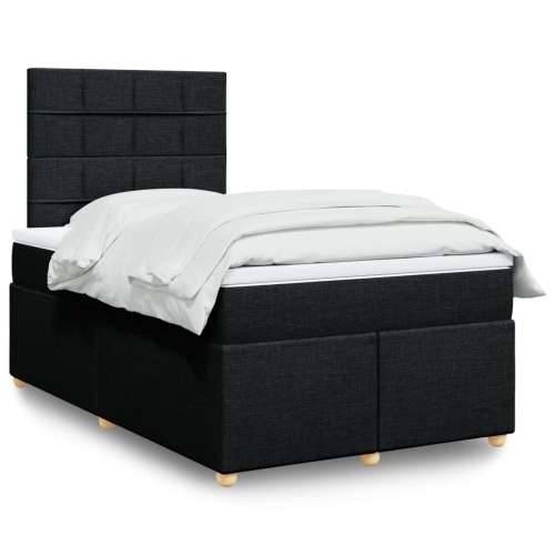 Krevet s oprugama i madracem crni 120 x 200cm od tkanine Crna 120 x 200 cm Blok s kvadratima Cijena