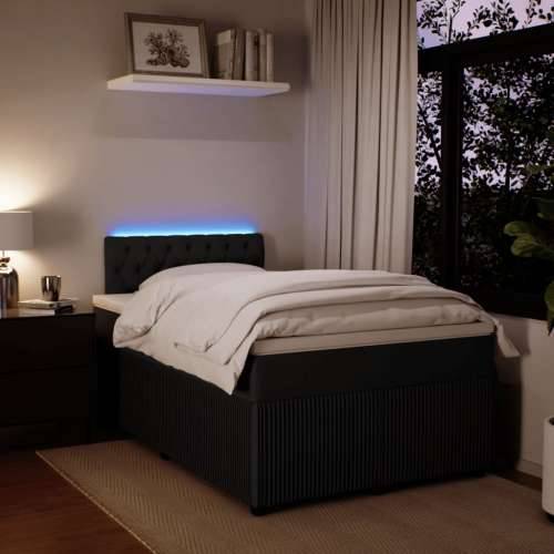 Box spring krevet s madracem crni 120 x 200 cm baršunasti - Crna 120 x 200 cm Dizajn s gumbima Cijena