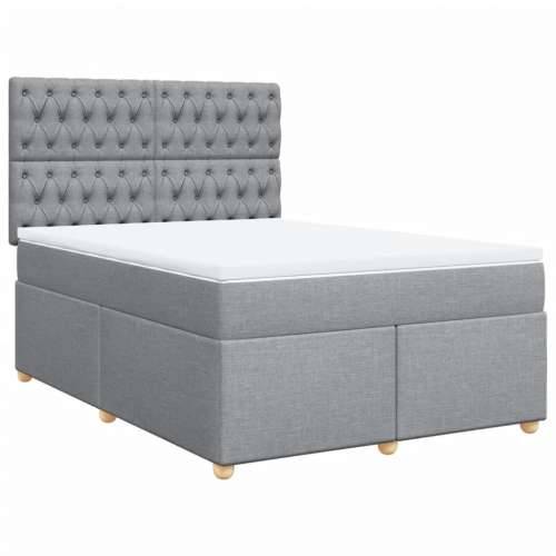 Krevet s oprugama i madracem svjetlosivi 140x190 cm od tkanine - Svjetlosiva 140 x 190 cm Dizajn s gumbima Cijena