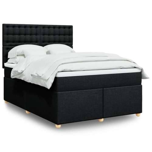Krevet s oprugama i madracem crni 140x200 cm od tkanine - Crna 140 x 200 cm gumbi Cijena