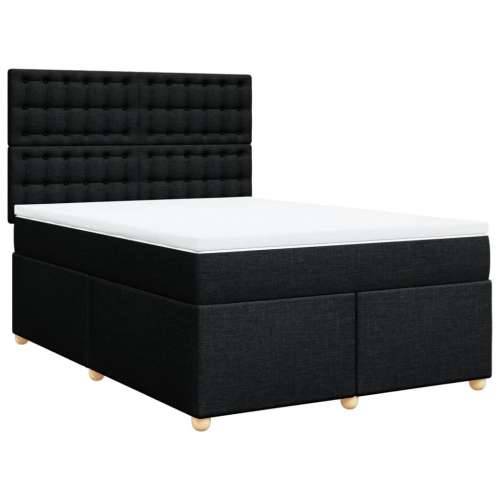 Krevet s oprugama i madracem crni 140x200 cm od tkanine - Crna 140 x 200 cm gumbi Cijena