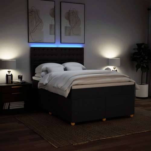 Krevet s oprugama i madracem crni 140x200 cm od tkanine - Crna 140 x 200 cm gumbi Cijena