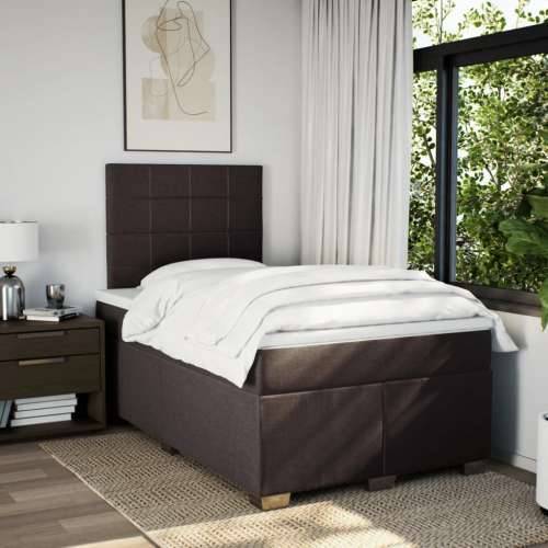 Krevet box spring s madracem tamnosmeđi 120 x 190 cm od tkanine - Tamno smeđa 120 x 190 cm Blok s kvadratima Cijena