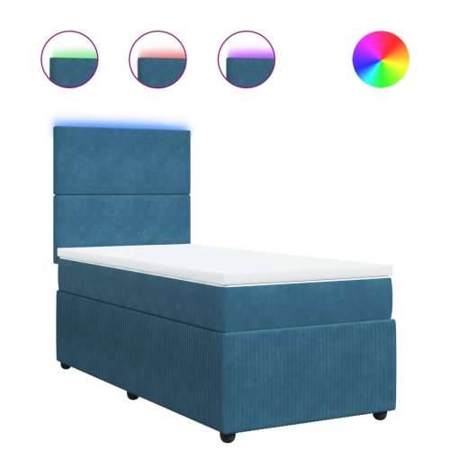 Box spring krevet s madracem plavi 90x190 cm baršunasti Plava 90 x 190 cm Gladak dizajn Cijena