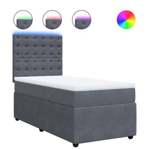 Box spring krevet s madracem tamnosivi 90x190 cm baršunasti - Tamno siva 90 x 190 cm gumbi Cijena