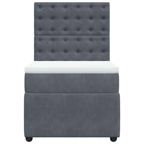 Box spring krevet s madracem tamnosivi 90x190 cm baršunasti - Tamno siva 90 x 190 cm gumbi Cijena