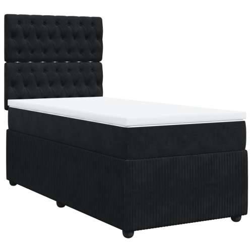 Box spring krevet s madracem crni 90x200 cm baršunasti - Crna 90 x 200 cm Dizajn s gumbima Cijena