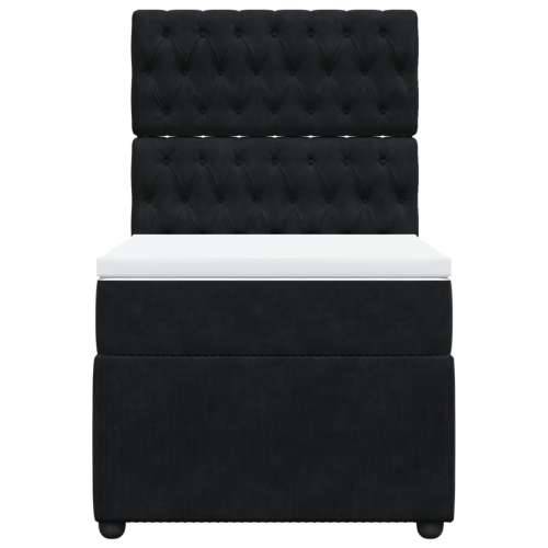 Box spring krevet s madracem crni 90x200 cm baršunasti - Crna 90 x 200 cm Dizajn s gumbima Cijena