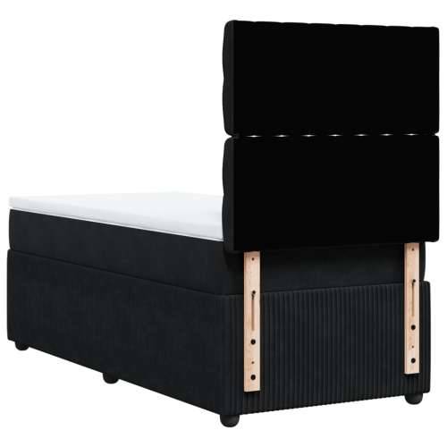 Box spring krevet s madracem crni 90x200 cm baršunasti - Crna 90 x 200 cm Dizajn s gumbima Cijena