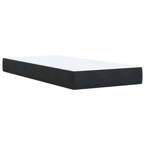 Box spring krevet s madracem crni 90x200 cm baršunasti - Crna 90 x 200 cm Dizajn s gumbima Cijena