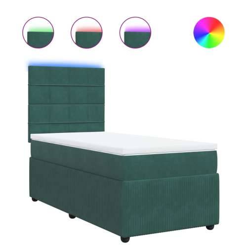 Box spring krevet s madracem tamnozeleni 100x200 cm baršunasti - Tamnozelena 100 x 200 cm Blok s kvadratima Cijena