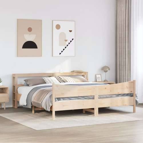 Okvir kreveta s uzglavljem 180 x 200 cm masivna borovina - Prirodna 180 x 200 cm Cijena