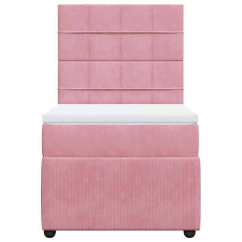 Box spring krevet s madracem ružičasti 100x200 cm baršunasti - Ružičasta 100 x 200 cm Blok s kvadratima Cijena
