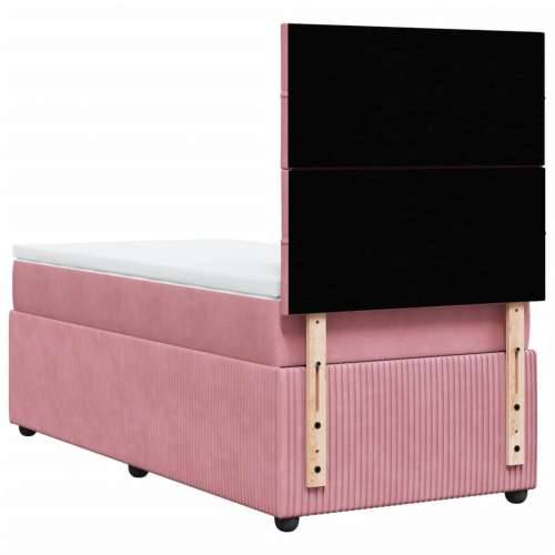 Box spring krevet s madracem ružičasti 100x200 cm baršunasti - Ružičasta 100 x 200 cm Blok s kvadratima Cijena