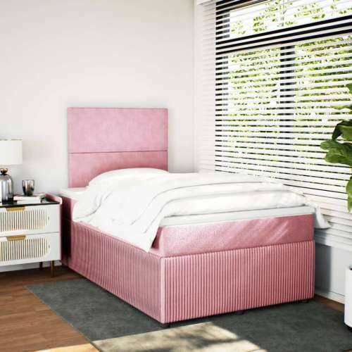 Box spring krevet s madracem ružičasti 120 x 200 cm baršunasti - Ružičasta 120 x 200 cm Gladak dizajn Cijena