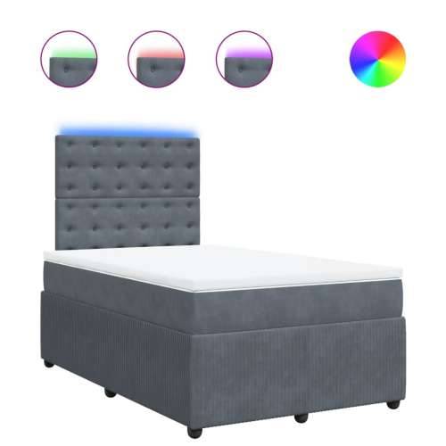 Box spring krevet s madracem tamnosivi 120 x 200 cm baršunasti - Tamno siva 120 x 200 cm gumbi Cijena