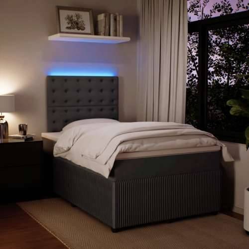Box spring krevet s madracem tamnosivi 120 x 200 cm baršunasti - Tamno siva 120 x 200 cm gumbi Cijena